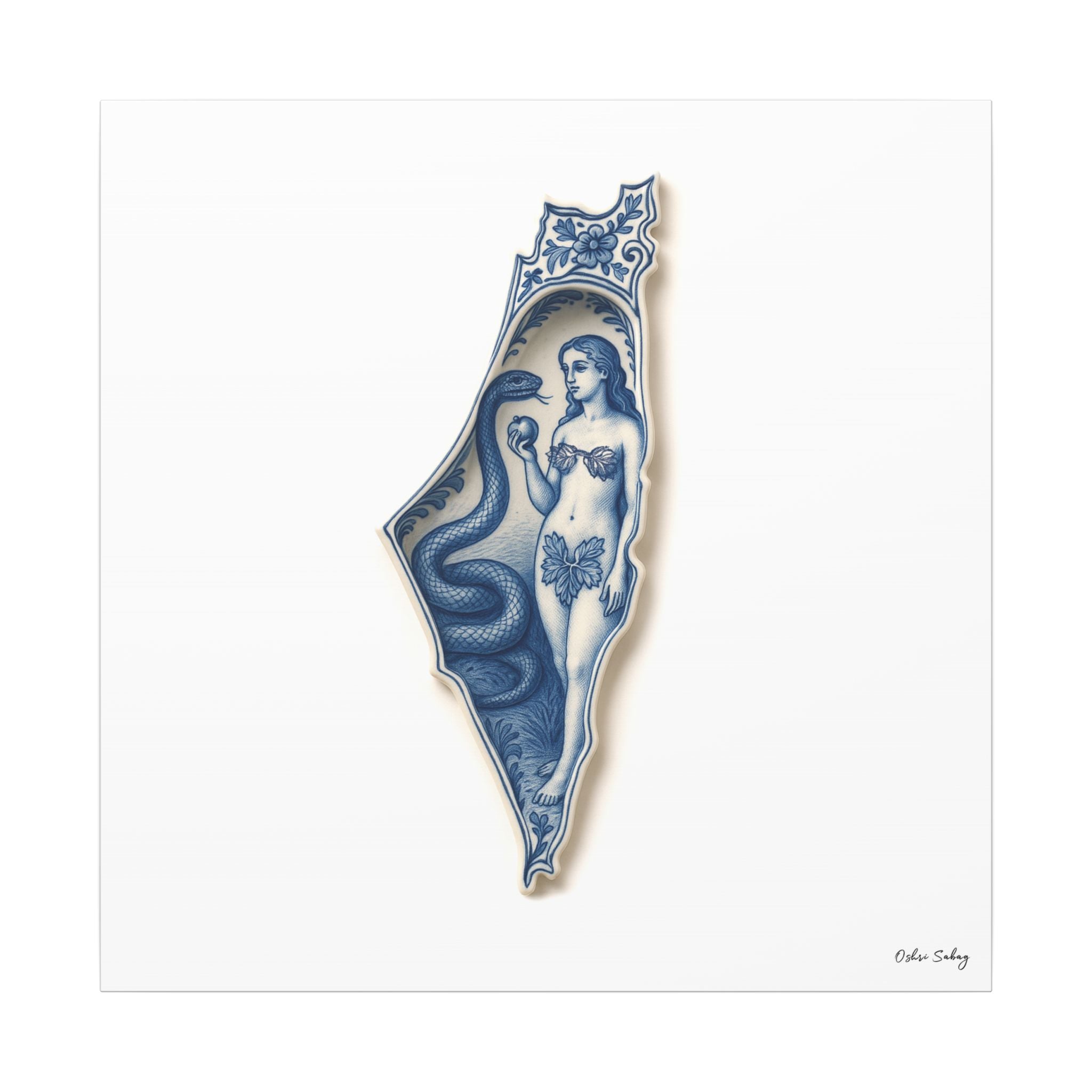 Eve and the Serpent – Biblical Jewish Wall Art Print | Framed Canvas | Oshri Sabag Studio

