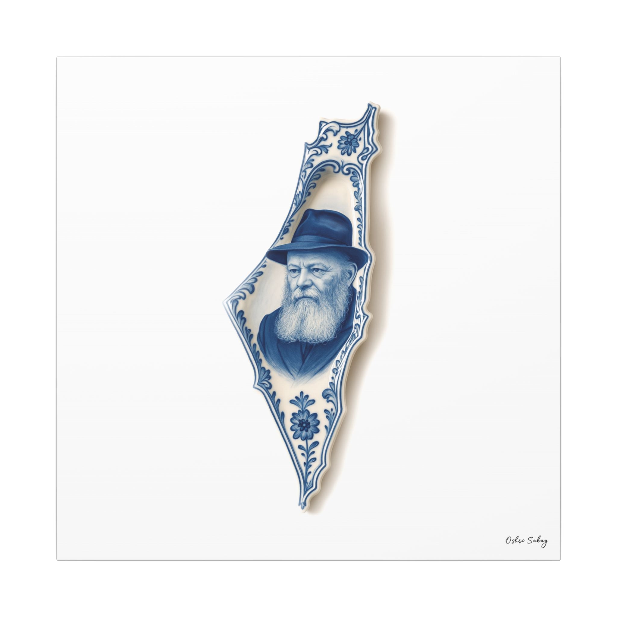 The Rebbe – Rabbi Schneerson Jewish Portrait Wall Art | Canvas Print | Oshri Sabag Studio
