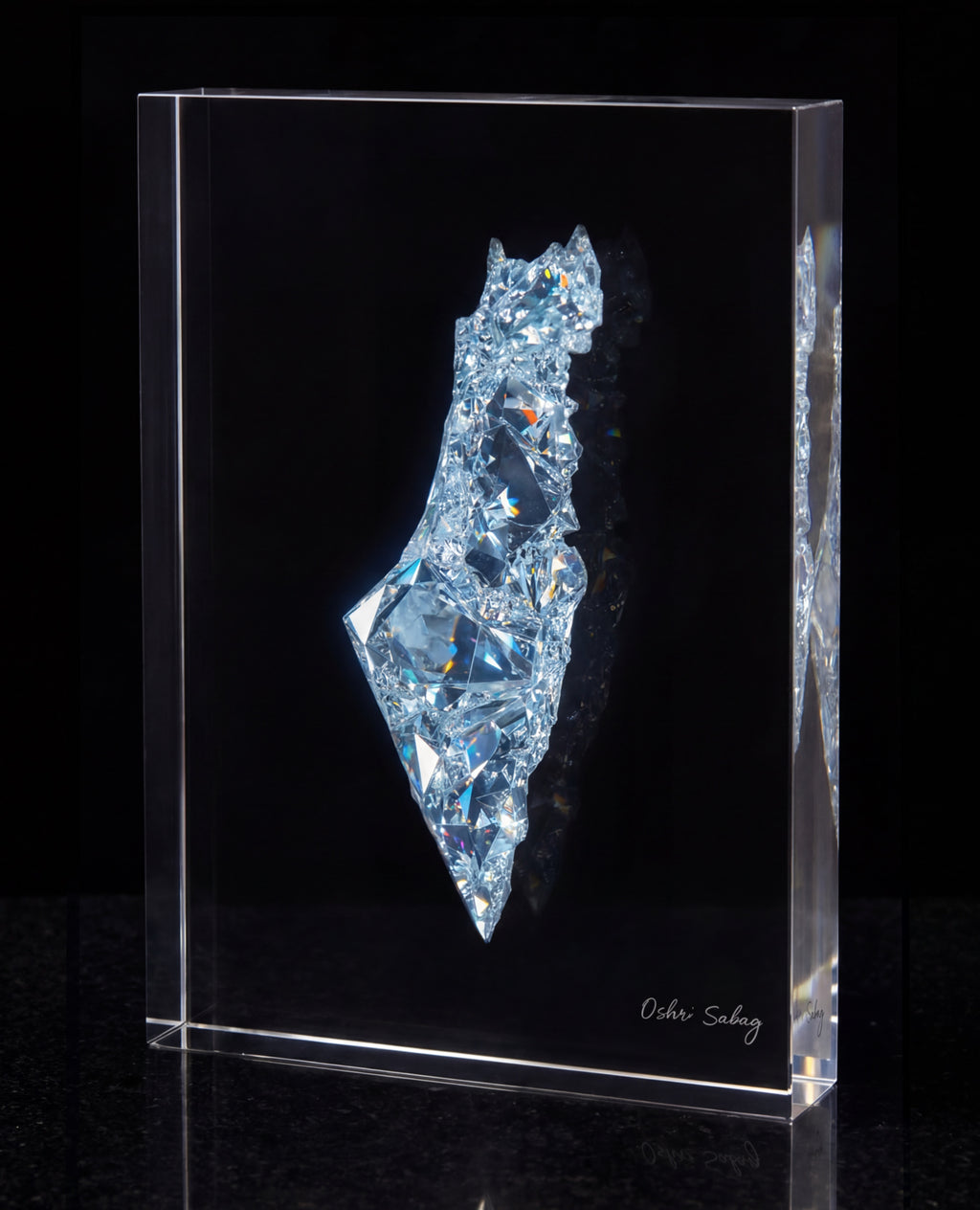 Zion Diamond Glass Edition – Jewish Acrylic Art Block | Oshri Sabag Studio
