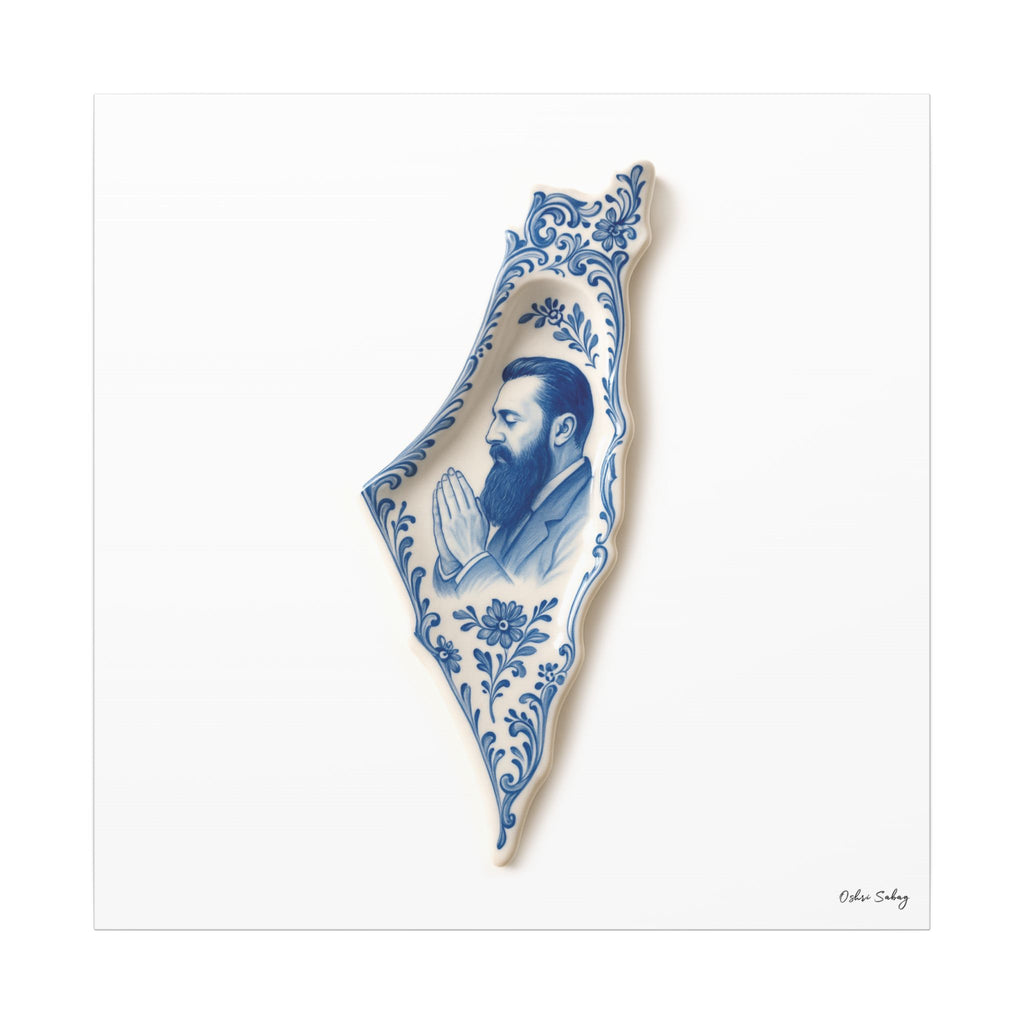 Herzl Praying – Jewish Heritage Portrait Wall Art | Framed Canvas | Oshri Sabag Studio
